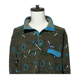 Patagonia Synchilla Snap T Pullover Mens Medium Brown Aztec Tribal Fleece